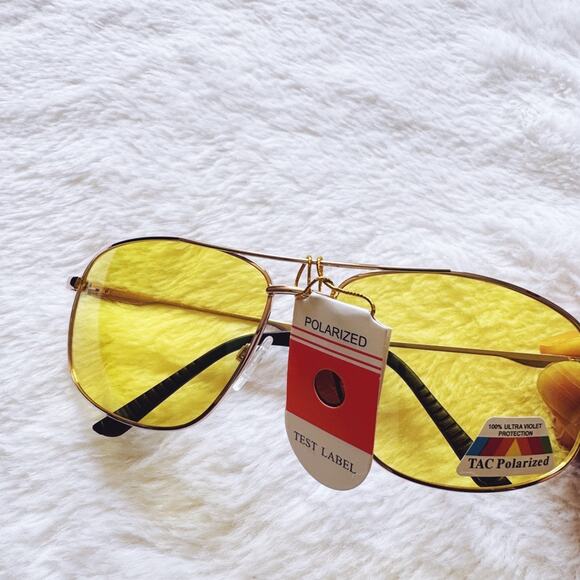 Oscar Clear Yellow w/ Gold Rim Aviator Sunglasses - Picture 2 of 11